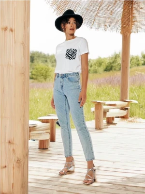 Sinsay - Jeansy mom high waist - niebieski