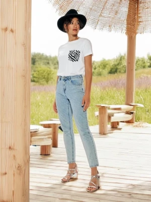 Sinsay - Jeansy mom high waist - niebieski