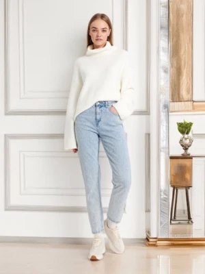 Sinsay - Jeansy mom high waist - niebieski