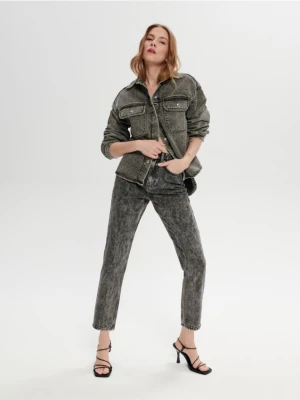 Sinsay - Jeansy mom high waist - szary