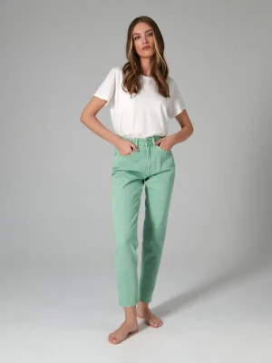 Sinsay - Jeansy mom high waist - zielony