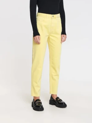 Sinsay - Jeansy mom high waist - żółty