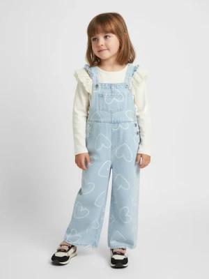 Sinsay - Jeansy ogrodniczki ze wzorem w serca - niebieski