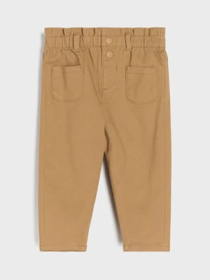 Sinsay - Jeansy paperbag - beżowy