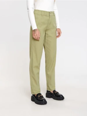 Sinsay - Jeansy paperbag high waist - zielony