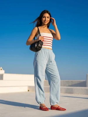 Sinsay - Jeansy parachute - niebieski