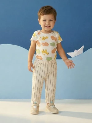 Sinsay - Jeansy pull on w paski - kremowy