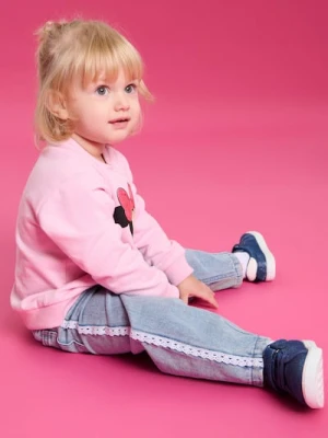 Sinsay - Jeansy pull on z ozdobną koronką - niebieski