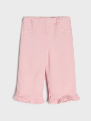 Sinsay - Jeansy pull on z ozdobnymi falbankami - różowy