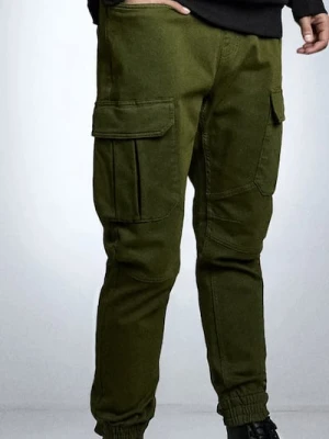 Sinsay - Jeansy regular jogger cargo - zielony