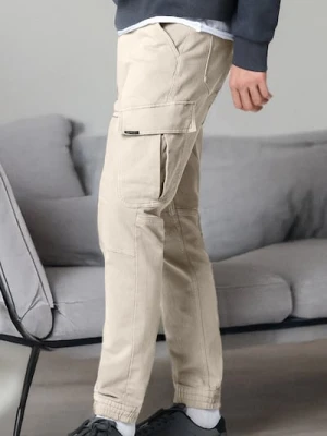 Sinsay - Jeansy regular jogger fit - beżowy