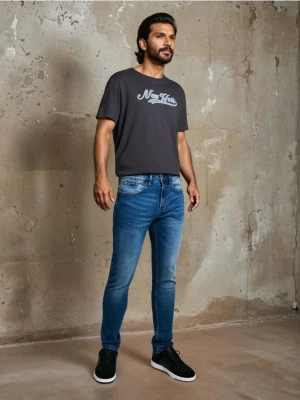 Sinsay - Jeansy skinny fit - niebieski