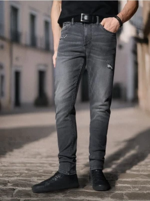 Sinsay - Jeansy skinny fit - szary