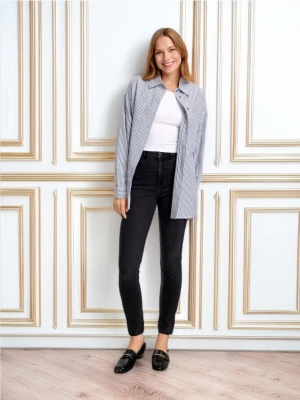 Sinsay - Jeansy skinny high waist - czarny