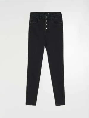 Sinsay - Jeansy skinny high waist - czarny