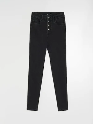 Sinsay - Jeansy skinny high waist - czarny