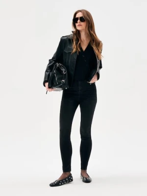 Sinsay - Jeansy skinny high waist - czarny