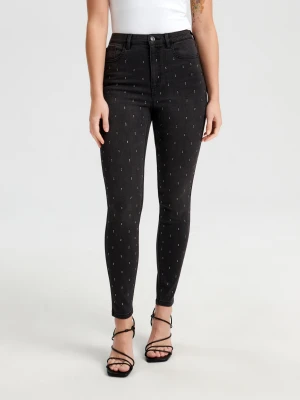Sinsay - Jeansy skinny high waist - czarny