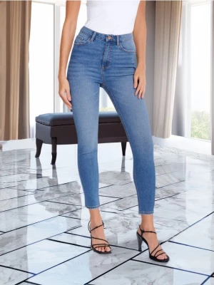 Sinsay - Jeansy skinny high waist - niebieski