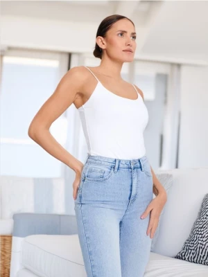 Sinsay - Jeansy skinny high waist - niebieski