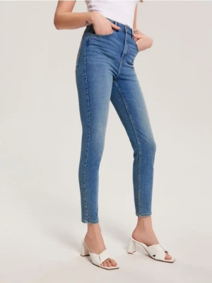 Sinsay - Jeansy skinny high waist - niebieski