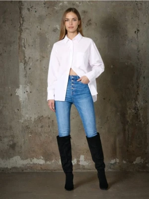 Sinsay - Jeansy skinny high waist - niebieski