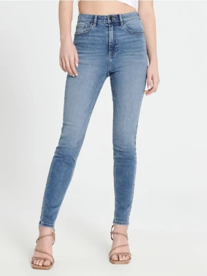 Sinsay - Jeansy skinny high waist - niebieski