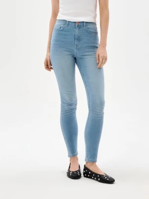 Sinsay - Jeansy skinny high waist - niebieski