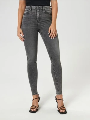 Sinsay - Jeansy skinny high waist - szary