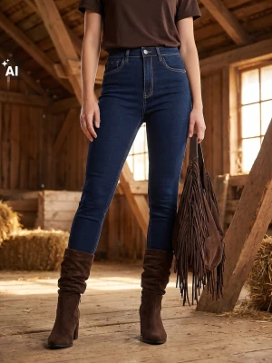 Sinsay - Jeansy skinny high waist z domieszką wiskozy - niebieski