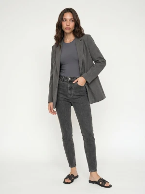 Sinsay - Jeansy skinny high waist z domieszką wiskozy - szary