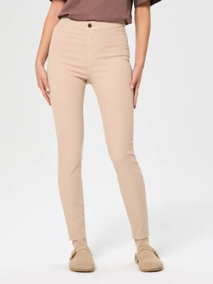 Sinsay - Jeansy skinny - kremowy