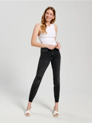 Sinsay - Jeansy skinny low waist - czarny