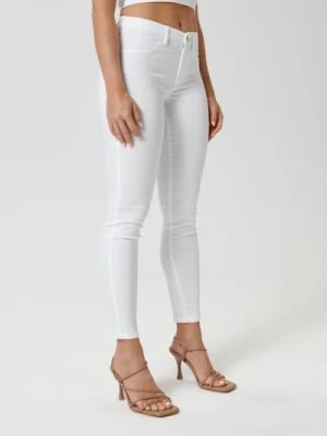 Sinsay - Jeansy skinny mid waist - biały