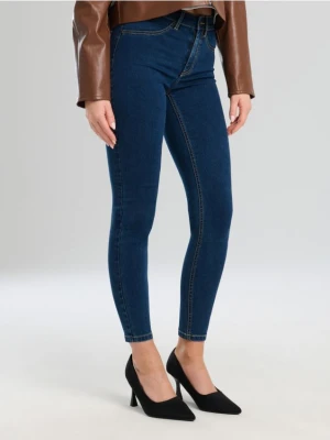 Sinsay - Jeansy skinny mid waist - granatowy