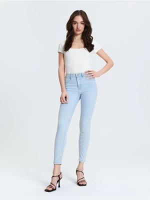 Sinsay - Jeansy skinny mid waist - niebieski