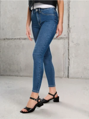 Sinsay - Jeansy skinny mid waist - niebieski