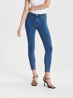 Sinsay - Jeansy skinny mid waist - niebieski