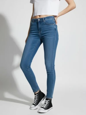 Sinsay - Jeansy skinny mid waist - niebieski