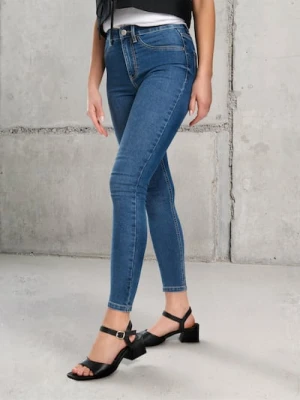 Sinsay - Jeansy skinny mid waist - niebieski