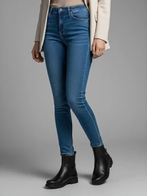 Sinsay - Jeansy skinny mid waist - niebieski