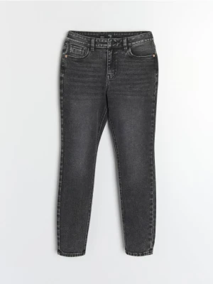 Sinsay - Jeansy skinny mid waist - szary