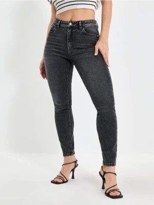 Sinsay - Jeansy skinny mid waist - szary