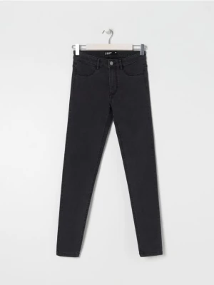 Sinsay - Jeansy skinny mid waist - szary