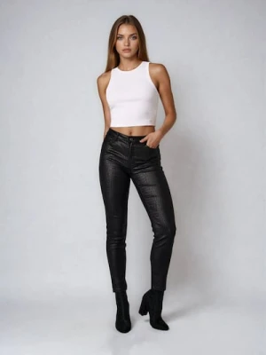 Sinsay - Jeansy skinny push-up z wężowym wzorem - czarny