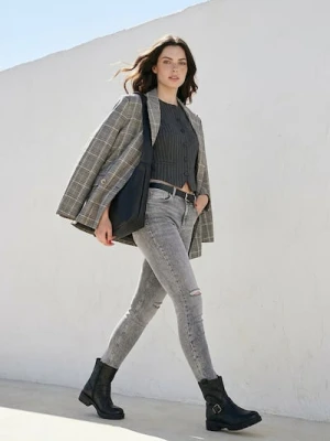 Sinsay - Jeansy skinny - szary