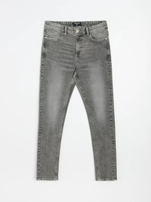 Sinsay - Jeansy skinny z efektem sprania - szary