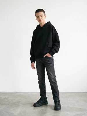 Sinsay - Jeansy slim fit z efektem sprania - czarny