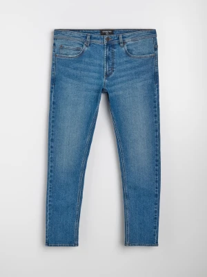 Sinsay - Jeansy slim fit z efektem sprania - granatowy