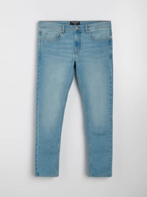 Sinsay - Jeansy slim fit z efektem sprania - niebieski